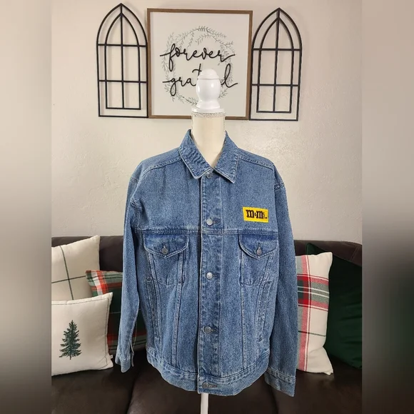 Vintage 1990's Planet Mars M&M's Long Sleeve Blue Denim Jean Jacket Size S Retro - Picture 3 of 9